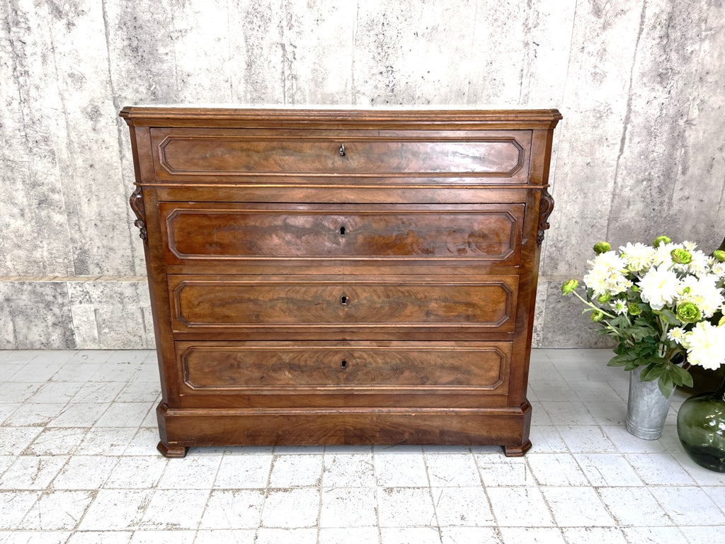 White Marble Top Chest Four Drawers