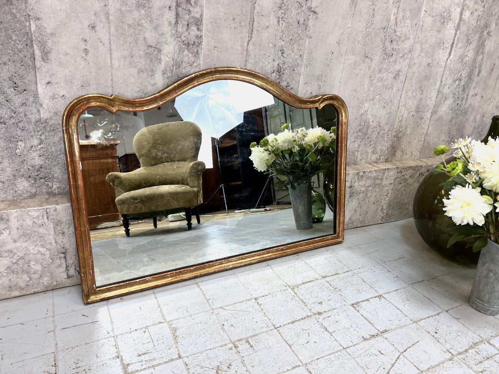 109.5cm Wide French Landscape Gold Leaf Over Mantel Mirror