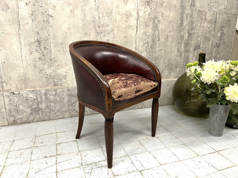 1930's Carved Leather Low Back Office Chair