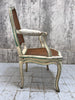 'Shabby Chic' Chippy Paint Louis XV Style Cane and Upholstered Armchair
