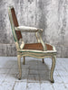 Shabby Chic Chippy Paint Louis XV Style Cane and Upholstered Armchair
