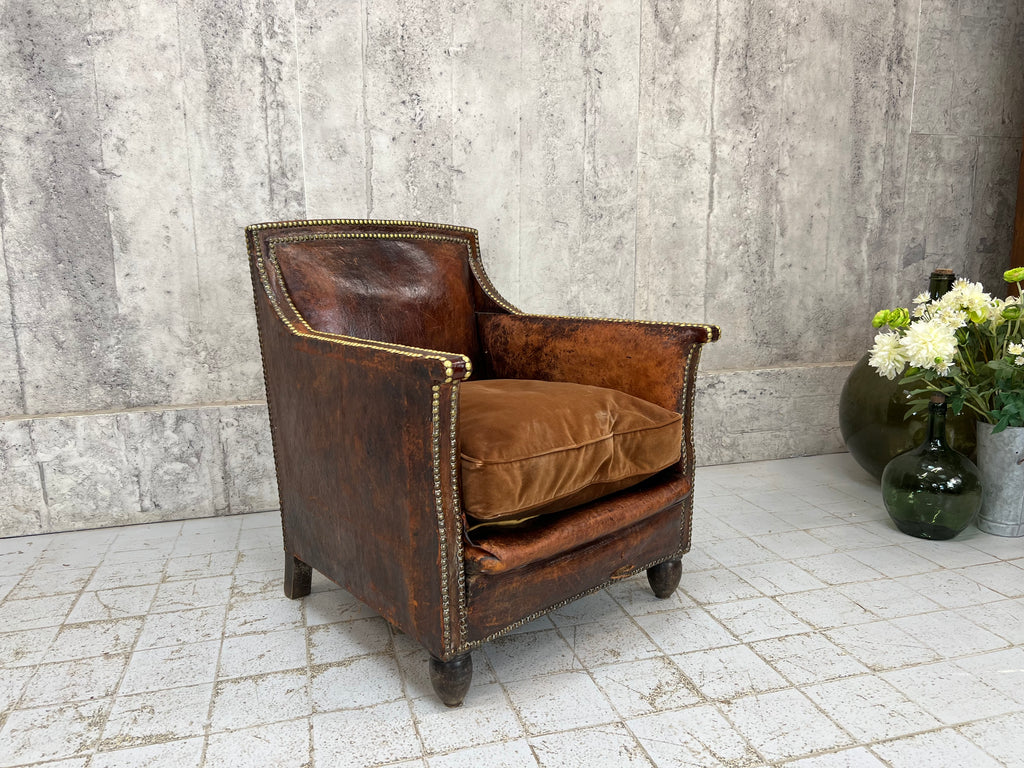Antique Individual Leather Armchair