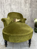 Napoleon III Moss Green Velvet Chaise Longue