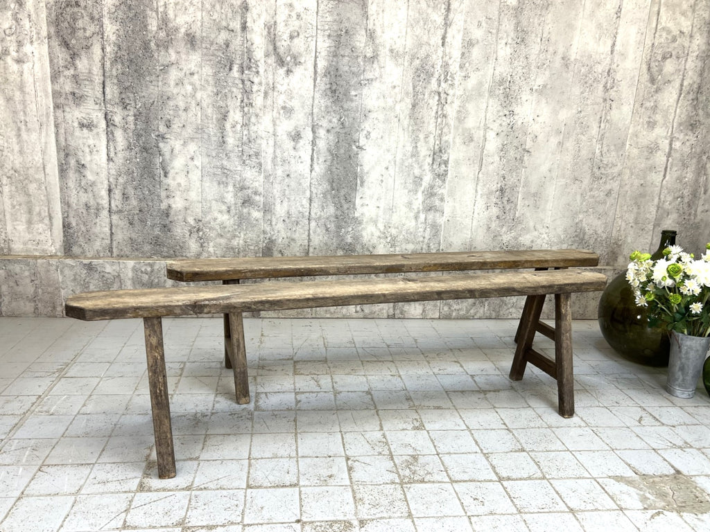 Pair of  Rustic 192.5cm Oak Benches