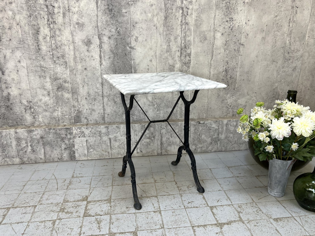 White and Grey Veined Square Marble Kitchen Bistro Table