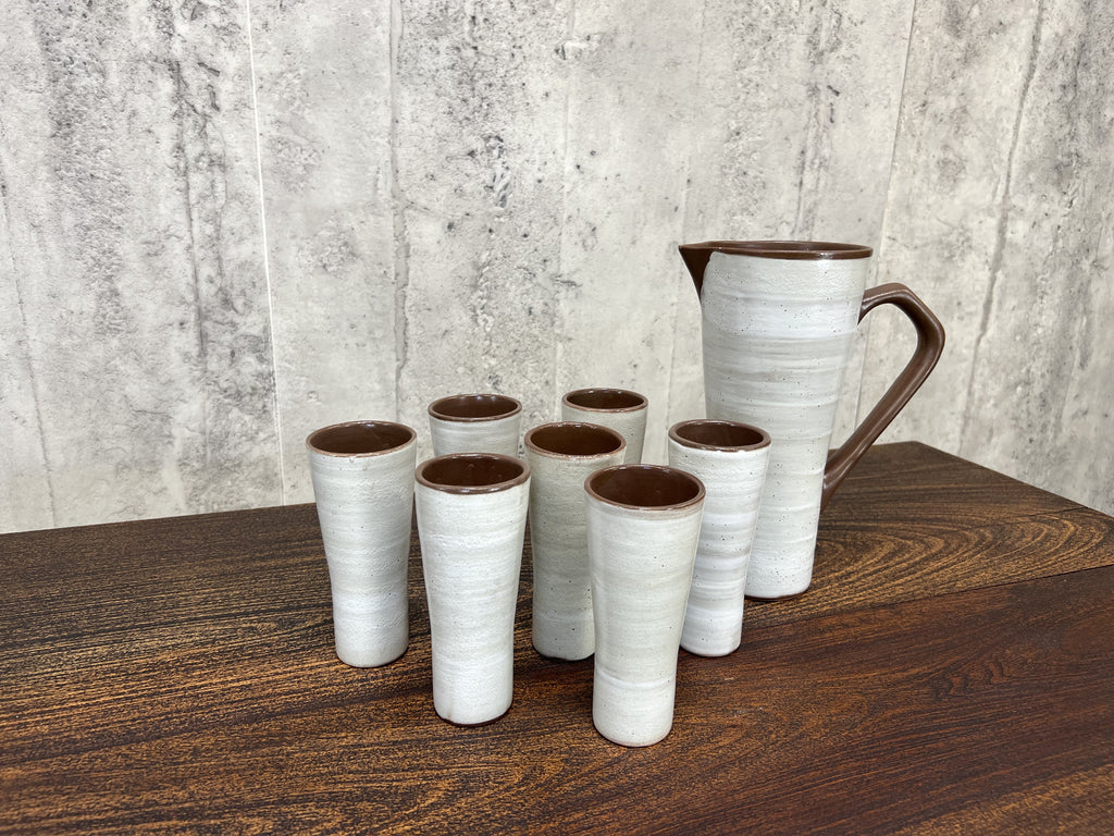 Set of 7 Cups and 1 Pitcher/Jug from the 1970s