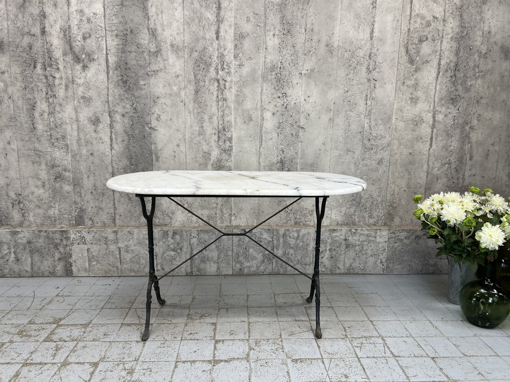 White Veined Marble Oval Kitchen Bistro Table