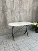 White Veined Marble Oval Kitchen Bistro Table