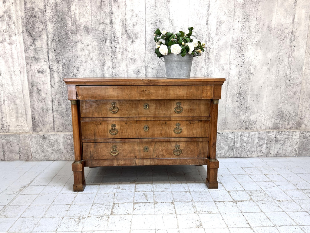 122.25cm wide Napoleon III Four Drawer Chest of Drawers with Columns