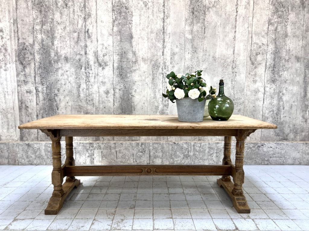 195.5cm Stripped Oak Farmhouse Refectory Dining Table