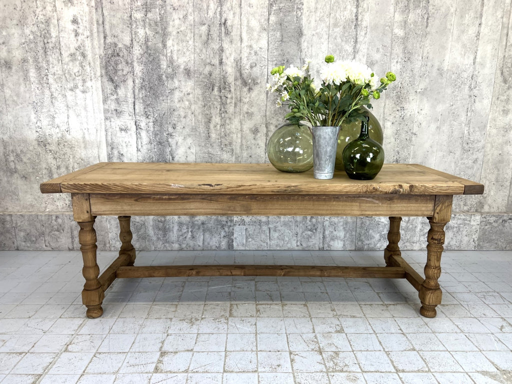 219cm Solid Oak Farmhouse Refectory Table with Bread Storage Compartment