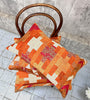 Set of Three Vintage Hand Embroidered Silk Sunset Scatter Cushions