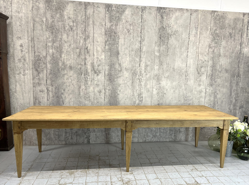 300cm Long Solid Oak 6 Taper Leg Refectory Dining Table
