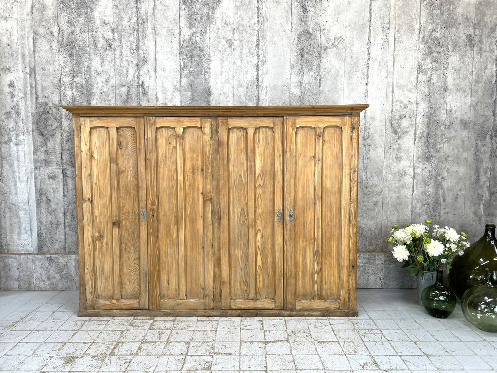 Antique School Pine Four Door Cupboard