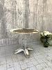 Art Deco Geometric Feet White Chippy Paint Metal Garden Table