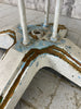 Art Deco Geometric Feet White Chippy Paint Metal Garden Table