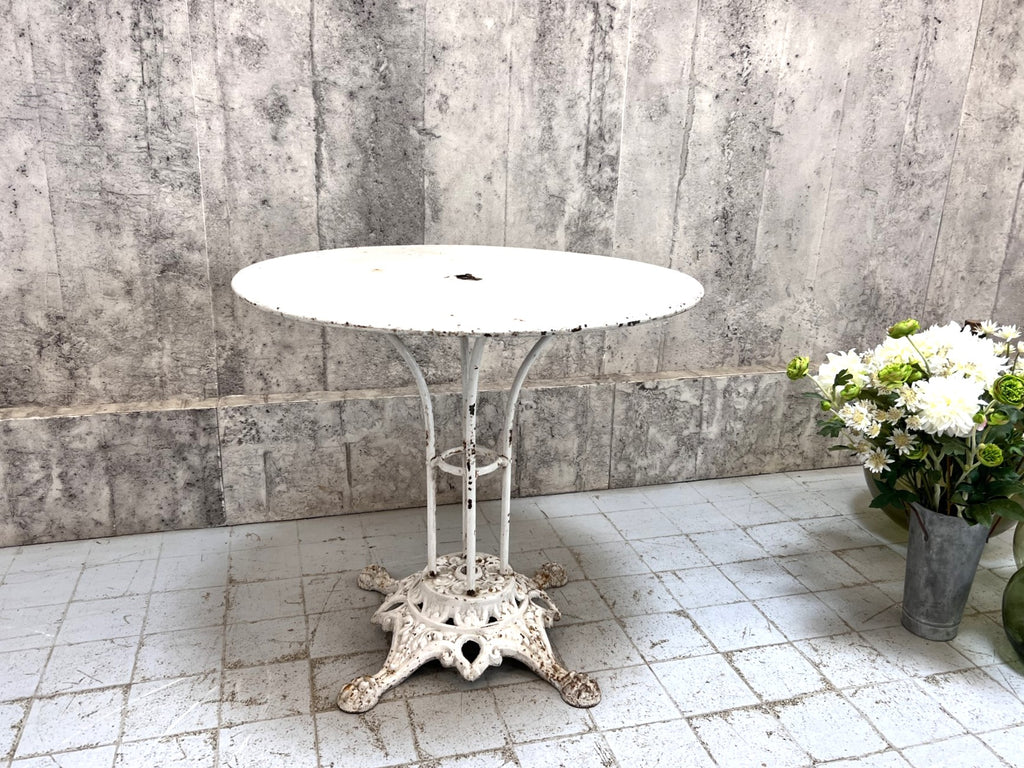 White Metal Circular Arras Style Garden Table