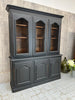 Solid Pine Black Two Piece Dresser with Wire Front Cabinets and Cupboard Storage