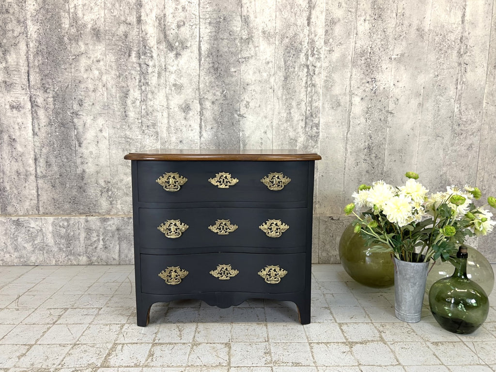 Small Black Serpentine Chest of Drawers
