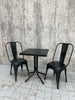 Black Tolix Metal Garden Table and Two Chairs