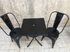 Black Tolix Metal Garden Table and Two Chairs