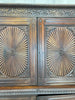 SOLDTwo Piece Carved Asian Linen Press Style Two Part Dresser Cupboard