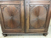 SOLDTwo Piece Carved Asian Linen Press Style Two Part Dresser Cupboard