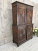 SOLDTwo Piece Carved Asian Linen Press Style Two Part Dresser Cupboard
