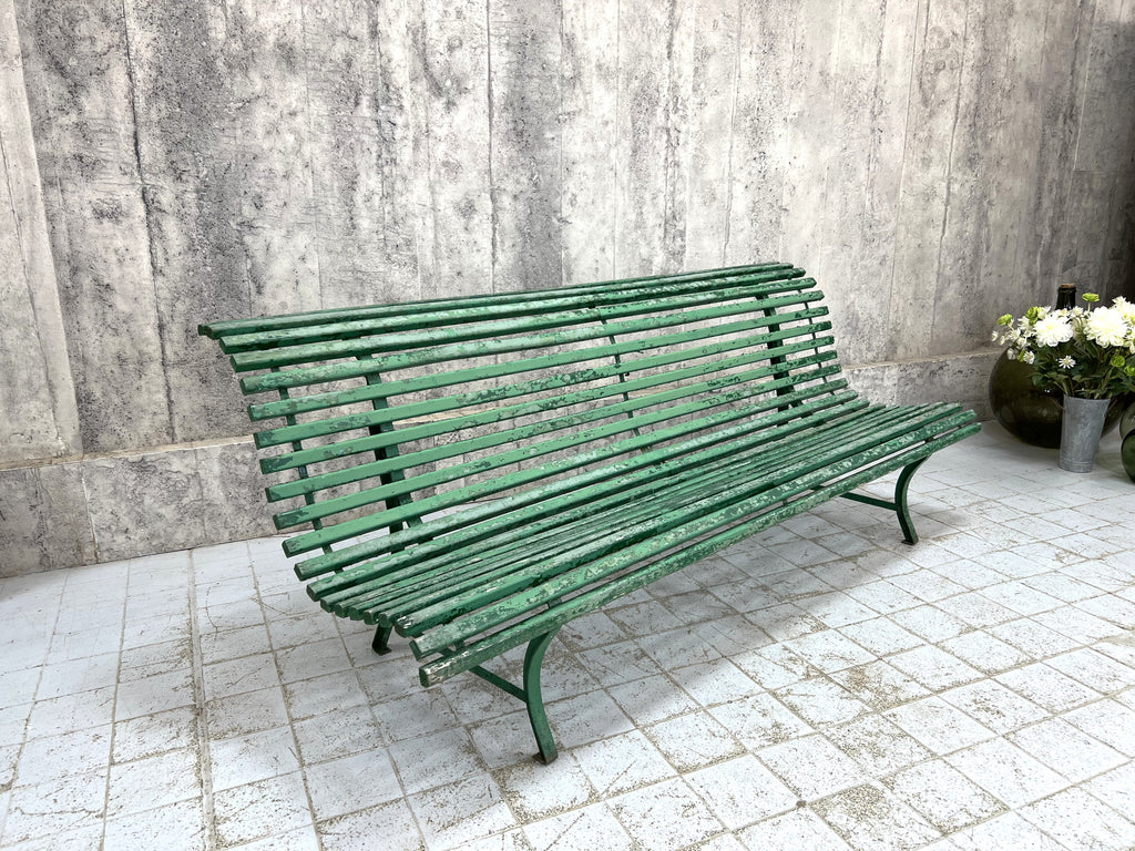 200cm 'Parisian' Chippy Green Paint Garden Bench