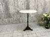 Circular White and Grey Veined Marble Top and Cast Iron Pedestal Bistro Table