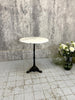 Circular White and Grey Veined Marble Top and Cast Iron Pedestal Bistro Table