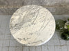 Circular White and Grey Veined Marble Top and Cast Iron Pedestal Bistro Table