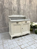 White and Grey Veined Marble Topped Shabby Chic Wash Stand Cupboard