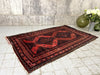 155cm x 106cm Red and Navy Blue Vintage Rug