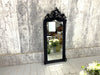 French Crested Black Decorative Over Mantel Mirror