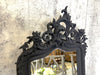 French Crested Black Decorative Over Mantel Mirror