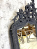 French Crested Black Decorative Over Mantel Mirror