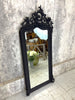 French Crested Black Decorative Over Mantel Mirror