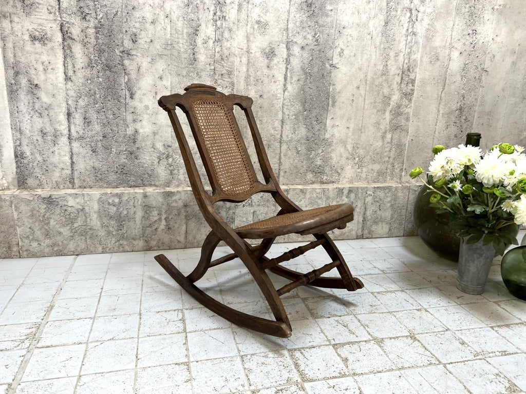 Folding Low Cane Rocking Chair