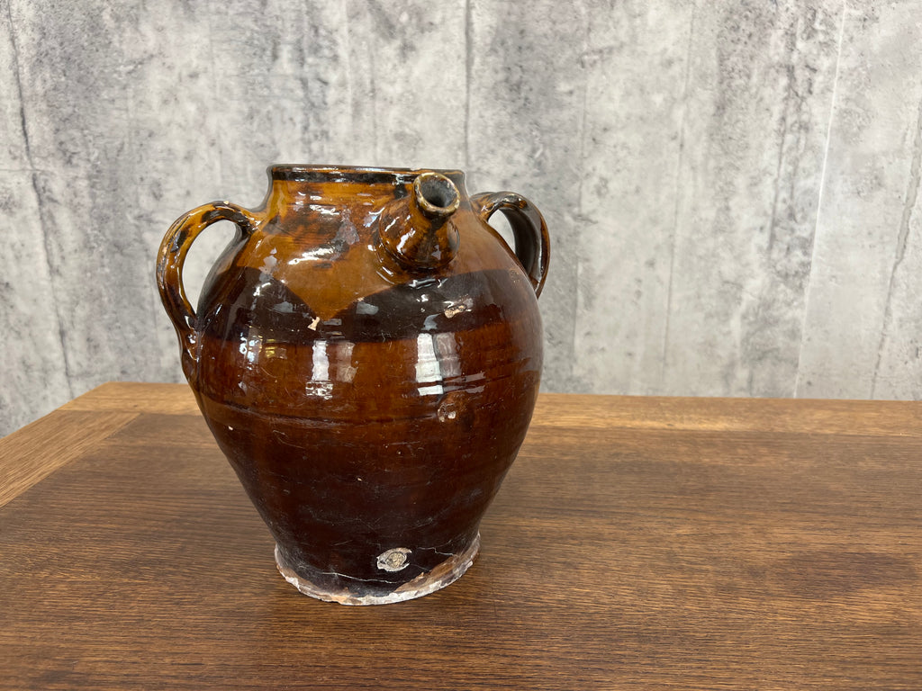 Brown Glazed Walnut Oil Jug