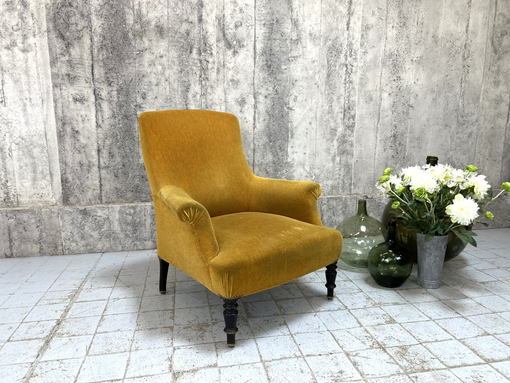 Napoleon III Gold Mohair Velvet Armchair To Reupholster