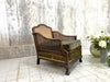Walnut Wood Green Berger Cane Armchair