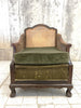 Walnut Wood Green Berger Cane Armchair