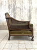 Walnut Wood Green Berger Cane Armchair