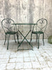 Forest Green Painted Metal Garden Table and Two Metal Chairs