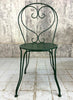 Forest Green Painted Metal Garden Table and Two Metal Chairs