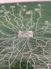 1950's Framed Green Bus Map of London and Surrounding Areas