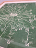 1950's Framed Green Bus Map of London and Surrounding Areas