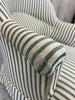 Green and White Striped Crapaud Tub Chair to reupholster