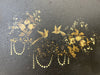 Decorative Black Metal Tray with Hand Painted Decoration